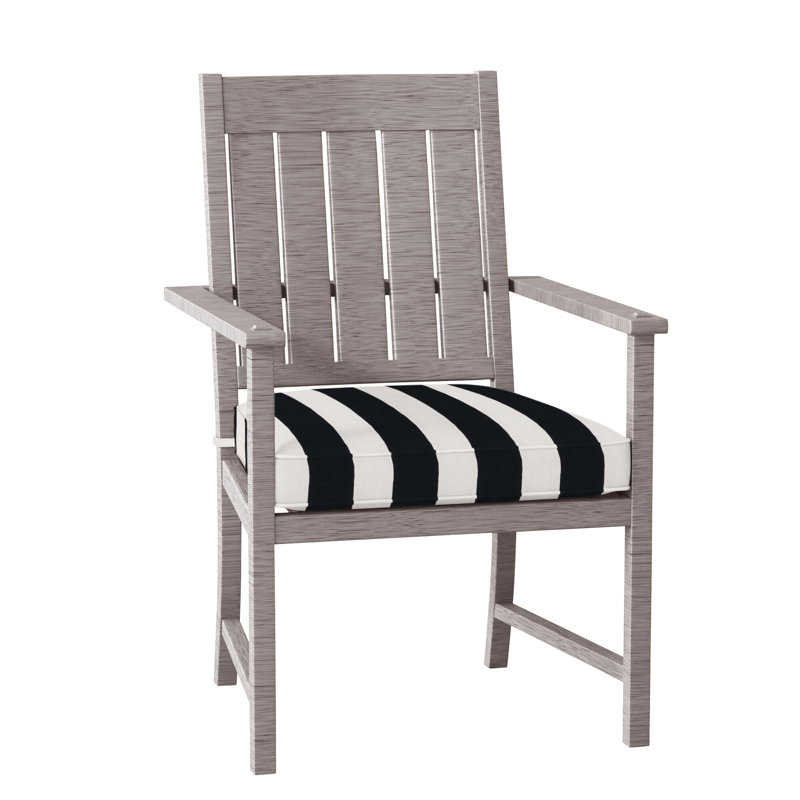 Croquet Patio Dining Armchair with Cushions, Oyster, Welt, Cabana Stripe Midnight