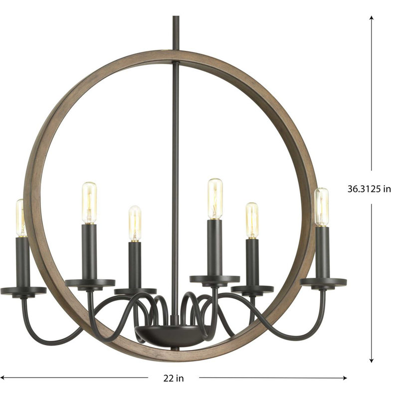 Maez 6 - Light Dimmable Geometric Chandelier, Antique Bronze