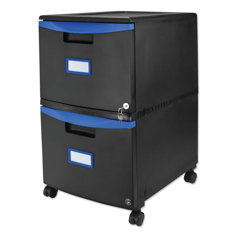 Mesvin 14.75'' Wide 2 -Drawer Mobile File Cabinet, Blue