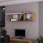Armoire murale en chêne naturel et blanc avec porte relevable
