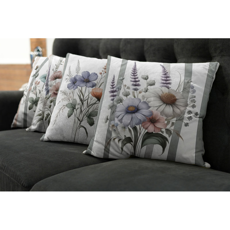 Dimgray And Multicolor Reversible Throw Pillow, 16"H x 16"W