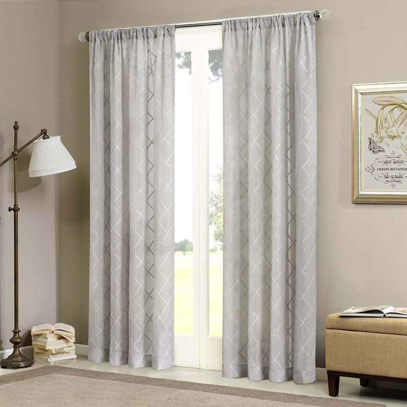 Panneau de rideau transparent Diamond (seulement 1 panneau PC), Blanc cassé/gris, L 50 po x L 84,11 po