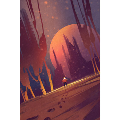 Kleber Man Exploring A Planet by Grandfailure - Wrapped Canvas Print