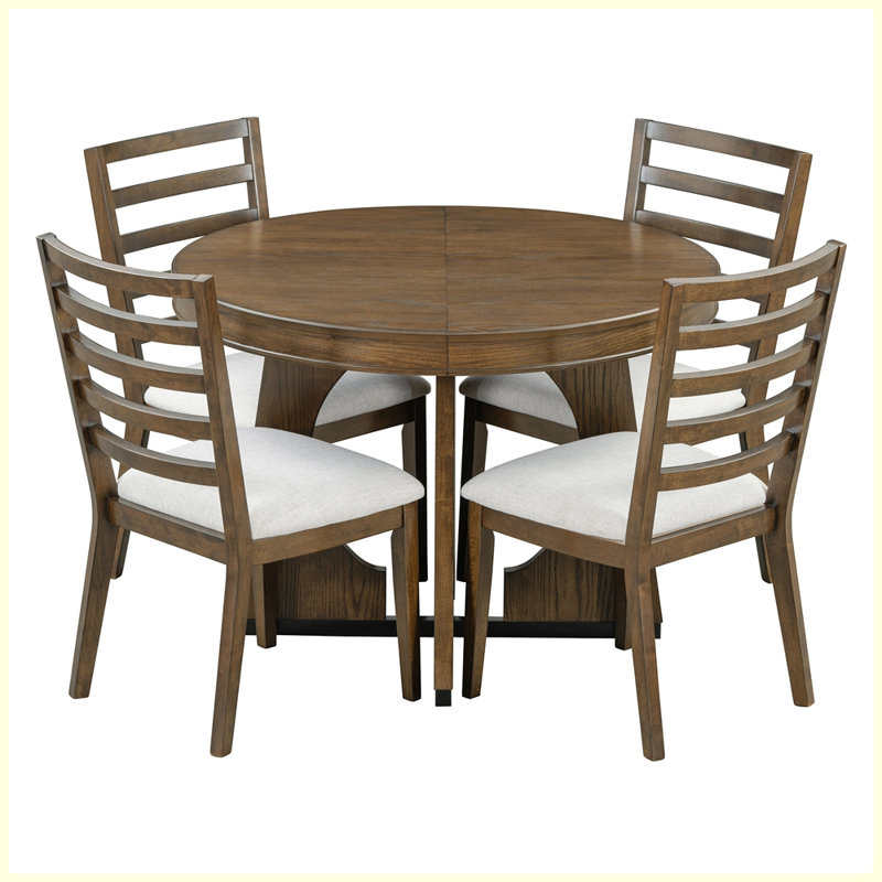 Ensemble de table de salle à manger extensible Modern Modern avec rallonge centrale amovible de 16 po, Noyer, Noyer