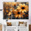 Ensemble de salon mural fleurs jaunes monochromes en champ brumeux I - marguerites-107189265-107189267