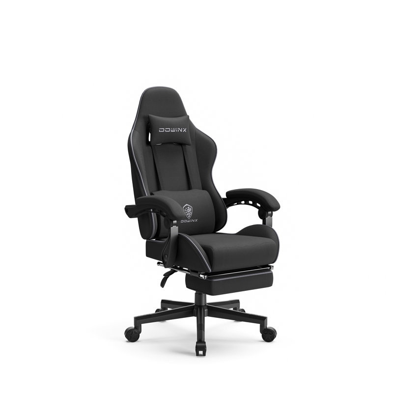 Dowinx Adjustable Reclining Ergonomic Swiveling PC & Racing Game Chair with Footrest, Black