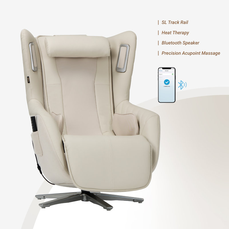 Heated Leather Chair with SL Track, Zero-Gravity Functionality, and Bluetooth Connectivity, White