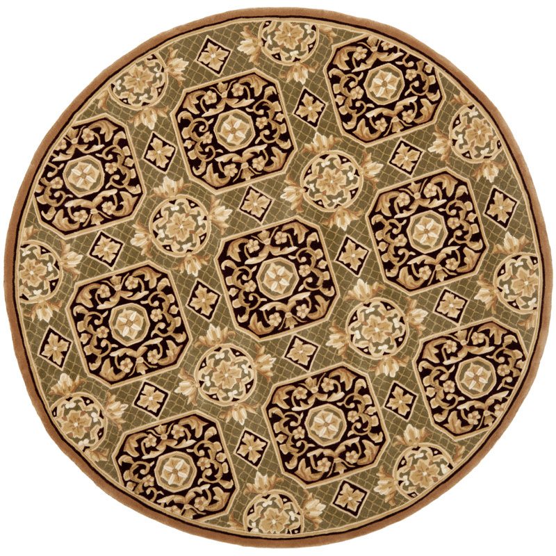 Lenora Naples Hand Tufted Wool Pile Floral Rug, Round 6'