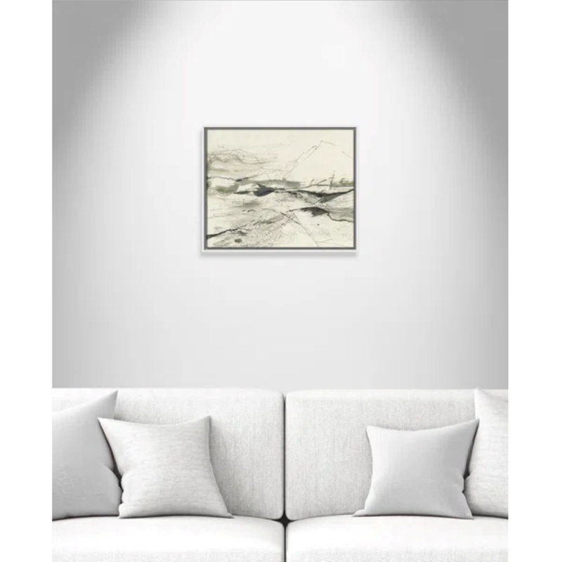 " Green Sketches " by PI Studio, Pas de tapis, Cadre flottant blanc, H 17,5 po x l 21,5 po x P 2 po