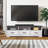 Yazeed Rustic Ridge Washed White 3 Drawer 66" W x 20" H x 16" D TV Stand
