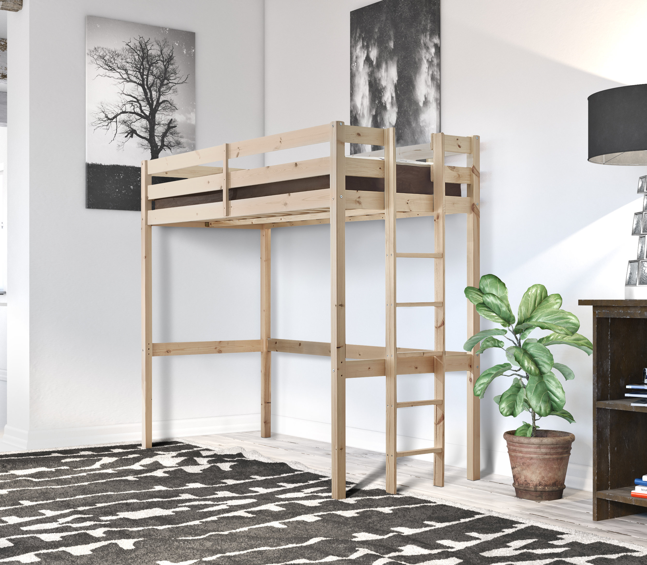 Just Kids Esma High Sleeper Solid Pine Loft Bunk Bed & Reviews ...