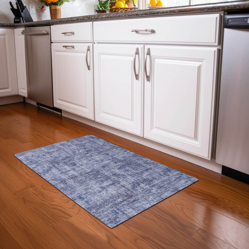 Machine Washable Indoor/Outdoor Claudian ACN1627 Blue 10' x 14' Rug, Rectangle 1'8" x 2'6"