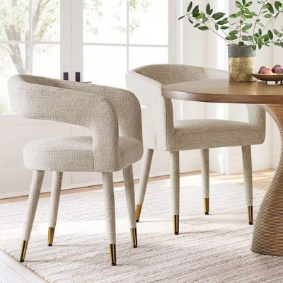 Hennigan Textured Fabric Dining Armchairs