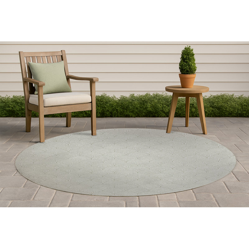 Rolling Humps Non-Slip Outdoor Rug, Round 5'