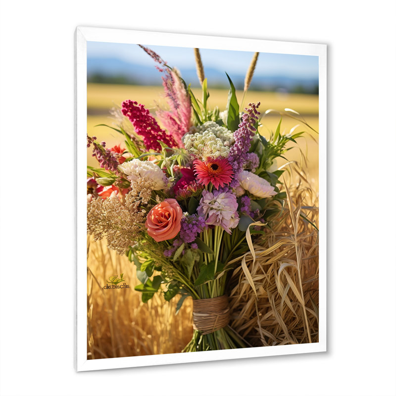 Assortiment de bouquets à la ferme IV sur toile, H 20 po x l 12 po x P 1 po, Cadre photo blanc