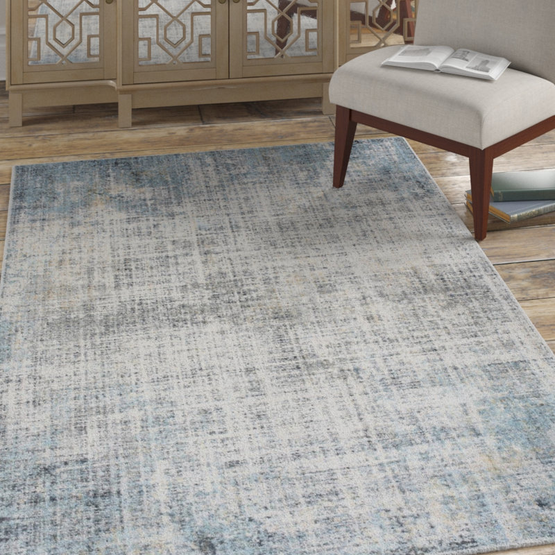 Tapis crème / bleu Benazir, Rectangle 5 pi 3 po x 7 pi 6 po