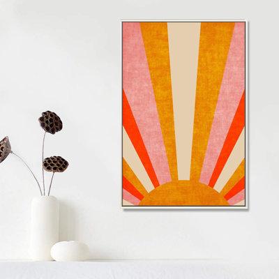 Soleil et lune, soleil abstrait texturé, formes géométriques, illustrations, style Mid-Century moderne