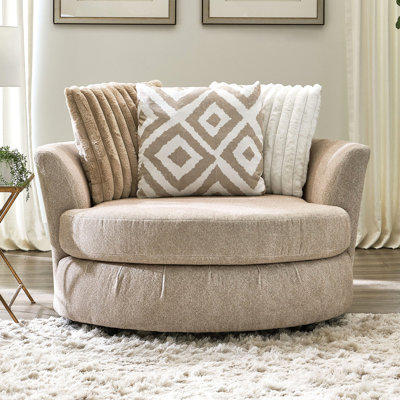 Chaise en chenille brune de style transitionnel avec siège en T et coussins réversibles, fabrication en bois massif avec accoudoirs rembourrés, coussins de dossier de 58 pouces de large, profonds et ultra doux, assemblage simple nécessaire