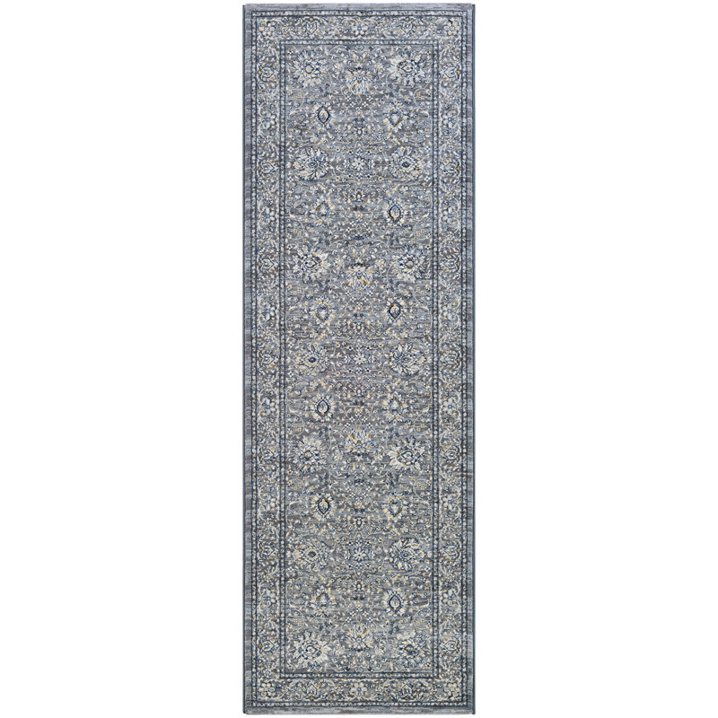 Tapis de performance oriental gris ardoise Ania, Tapis de couloir 2 pi 7 po x 7 pi 10 po