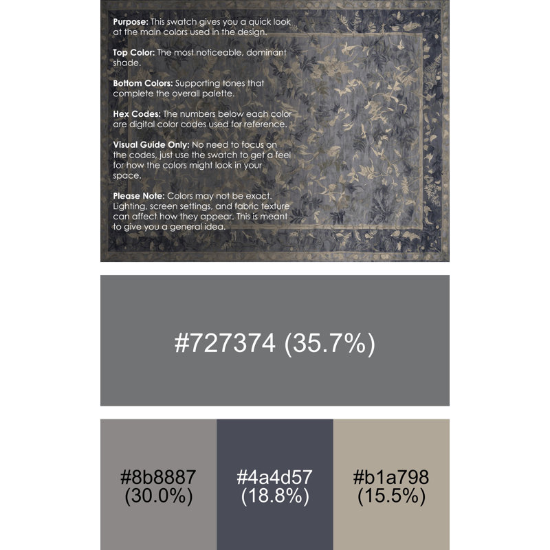 Machine Washable Gray Area Rug, Rectangle 3' x 5'
