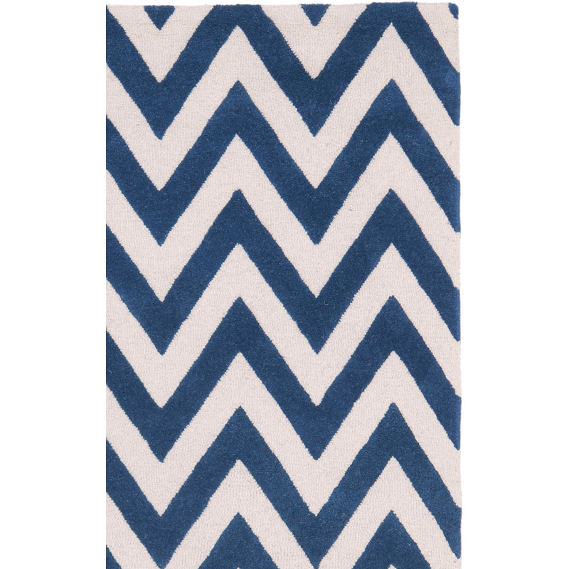 Sanyla Hand Tufted Wool Chevron Indoor Rug, Runner 2'6" x 12'