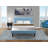 2-Piece Platform Bedroom Furniture Set with 1 Platform Bed and a Wood Nightstand - Reliable and Durable Manufacturing - Denim Blue Linen Fabric-20742780-88016231