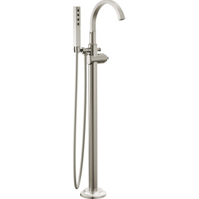 Tetra Freestanding Tub Filler with Hand Held Shower, Bathtub Faucet, Floor Mount Tub Faucet