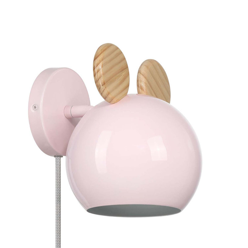 Applique murale Topsy à une lumière, Oreilles de souris, Petal Pink