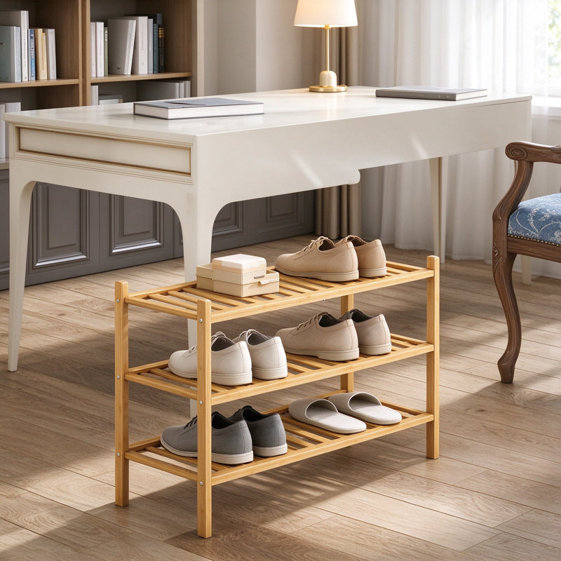 Étagère à chaussures en bambou Range-chaussures empilable