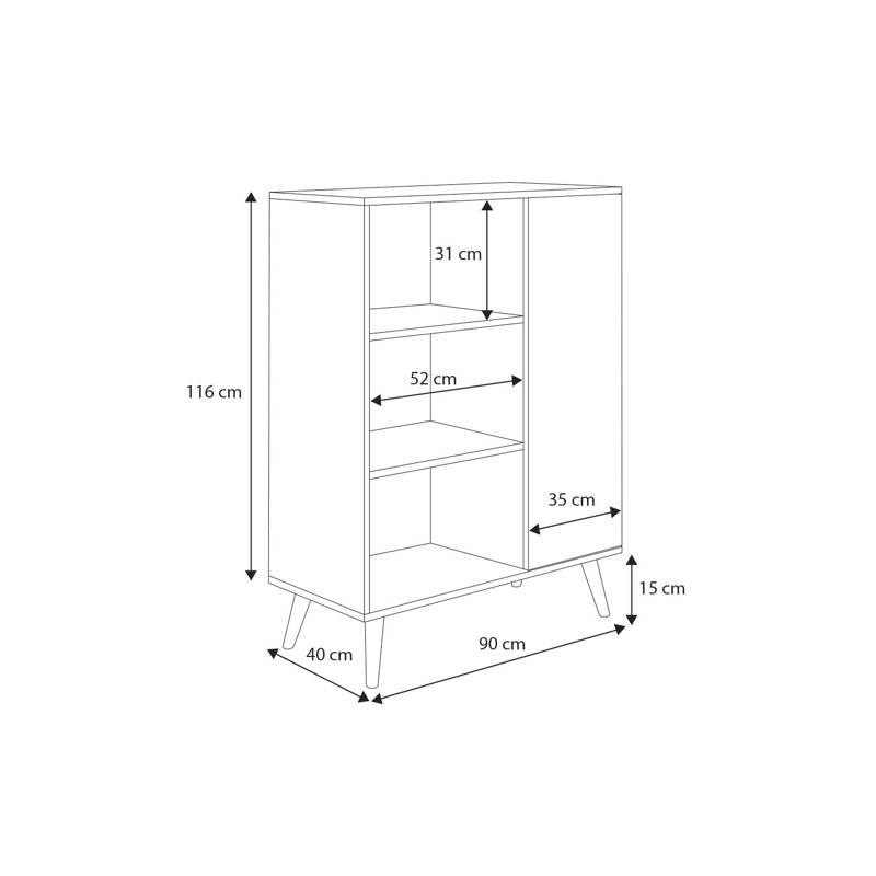 116cm H x 40cm W Bookcase