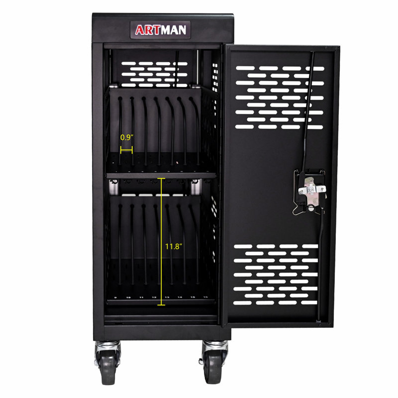 Classeur de bureau, armoire verrouillable amovible à 16 compartiments, Noir