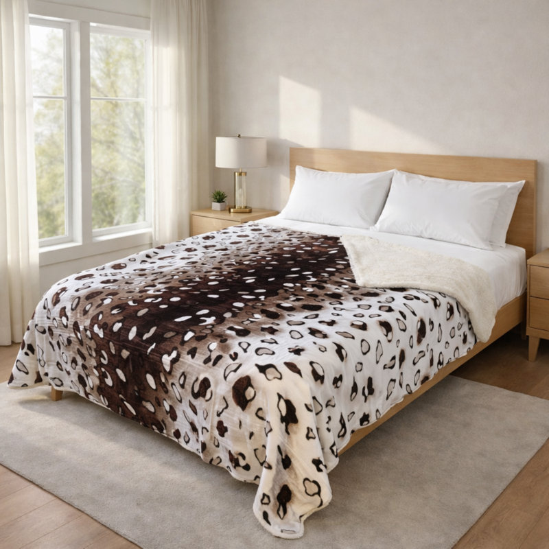 Super Fuzzy, Soft, And Cozy Queen Blanket, Brown Leopard Animal Print