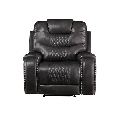 Braylon Magnetite Synthetic Leather Manual Recliner Chair