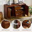 Buffet/meuble de rangement de style moderne du milieu du siècle en noyer, 47 pouces, avec 2 portes et 3 tiroirs