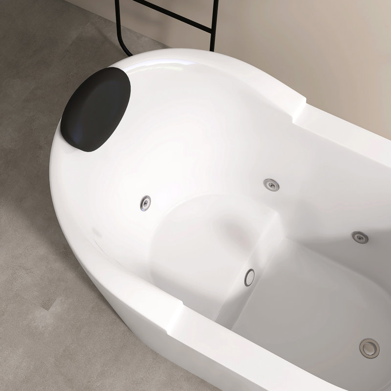 51 In. Acrylic Freestanding Whirlpool Bathtub With Jets And Faucet Set In White