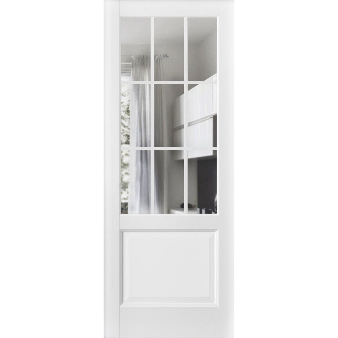 Felicia Clear Glass Wood Standard White Door Slab SARTODOORS 