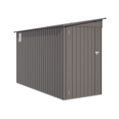 4X9 FT Lean To Shed With Windows, Metal Garden Shed Tool House With Sloping Roof With 2 Vents And 1 Side Open Door, Outdoor Storage Shed Waterproof For Backyard, Garden, Patio