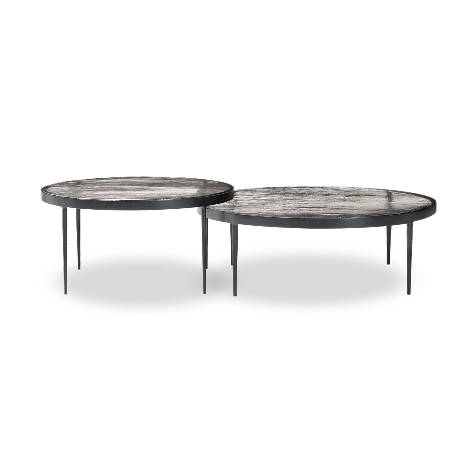 Abelina 40" Glass Nesting Coffee Table, Clear Cast Glass