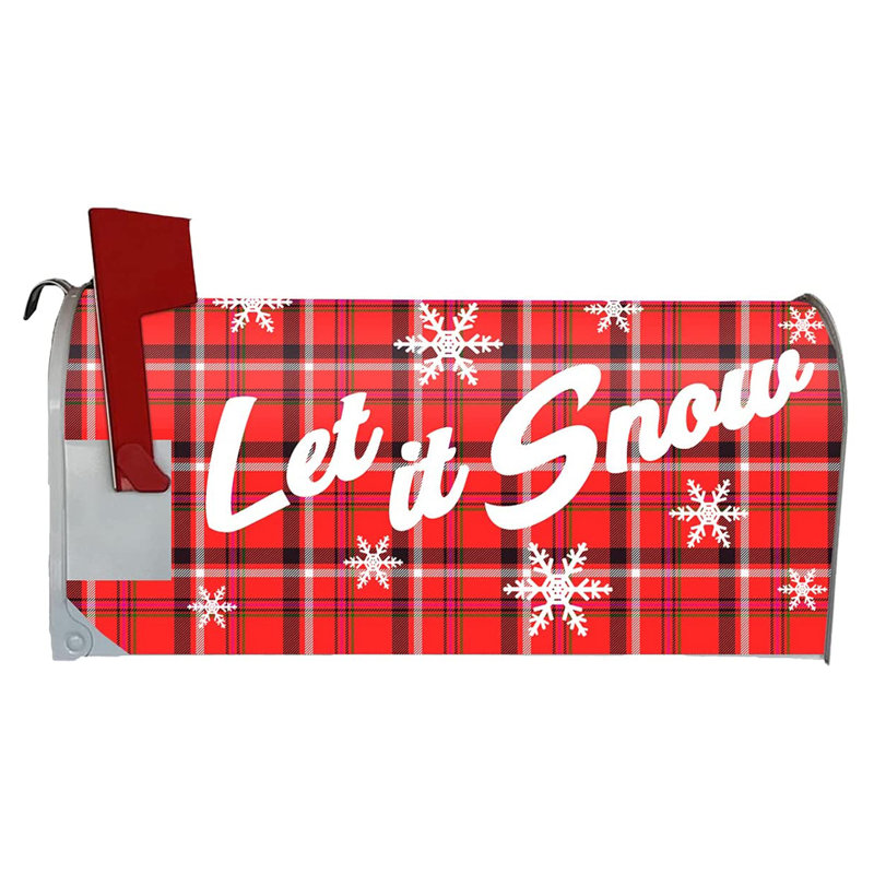 Couvercle de boîte aux lettres de Noël, Rouge / blanc / noir, H 5 po x l 20 po