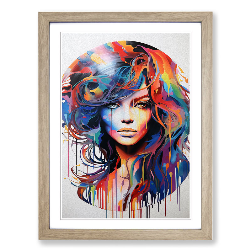 Vinyl Record Informel - Single Picture Frame Print on Wood, 46cm H x 34cm W x 2cm D, Oak