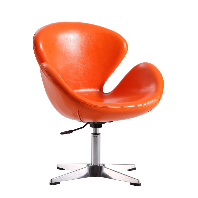 Fauteuil ballon pivotant en cuir Raspberry Vegan, Similicuir mandarine