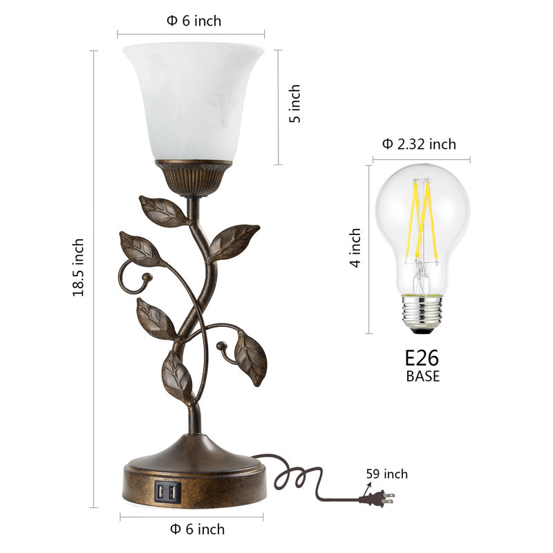 Lampe torchère USB en métal Rhines, Laiton rétro