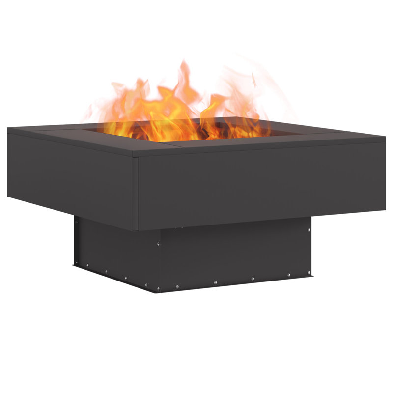 Outdoor Fire Pit, Black, 40cm H x 80cm W x 80cm D