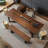 Nut-Brown Rectangular Solid Wood Dining Table-978422490