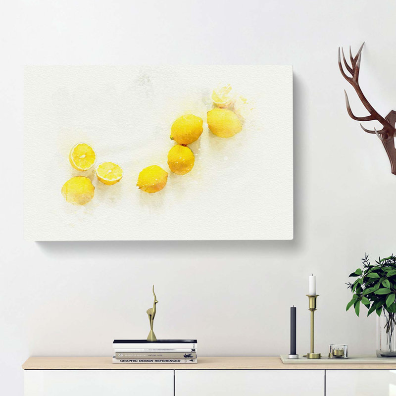 Lemon Fruit In Abstract - Wrapped Canvas, 60cm H x 91cm W x 3cm D