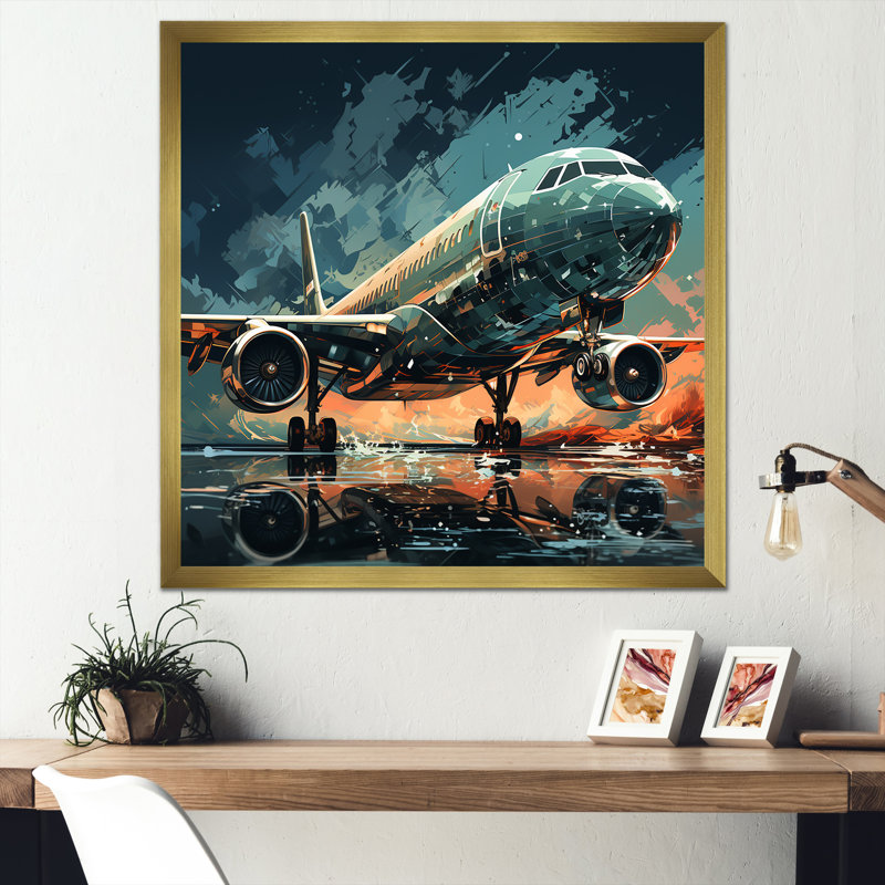 Reproduction sur toile d'aéronefs, H 16 po x l 16 po x P 1 po, Cadre doré simple