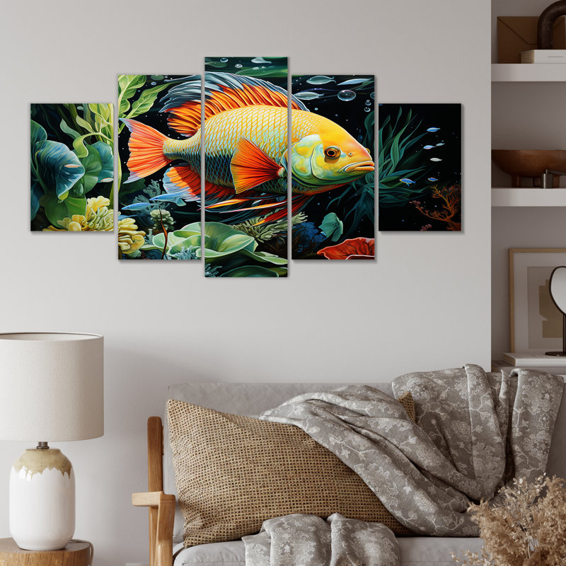 Poissons sous l'eau, art mural multipanel