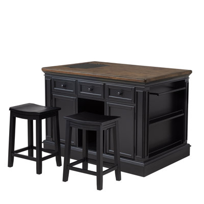 Posie Kitchen Island With 2 Stools