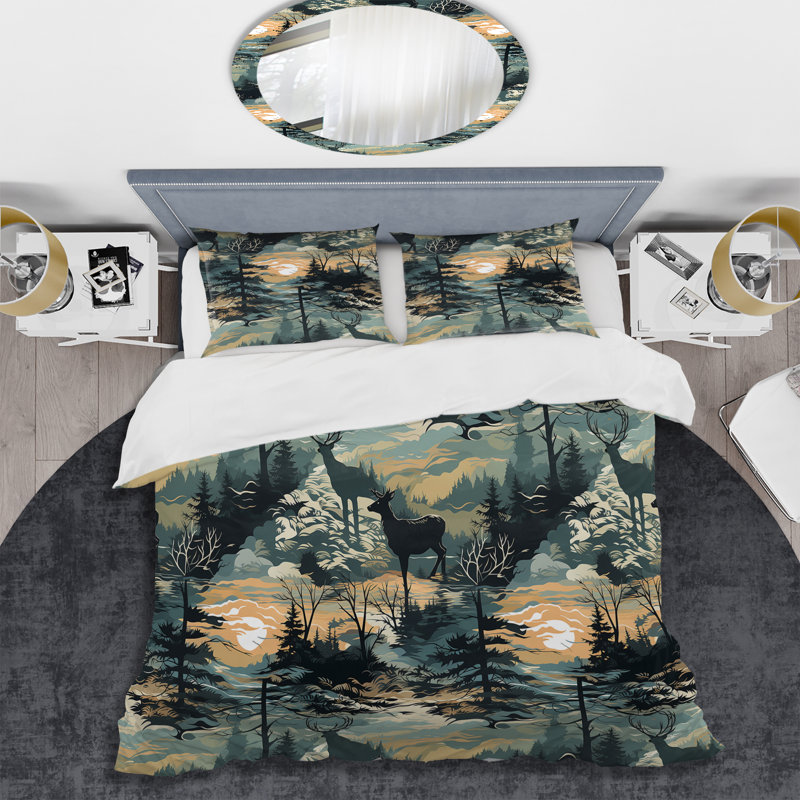 Ensemble de housse de couette en microfibre Wilderness Forest Harmony, Housse de couette pour très grand lit et 2 très