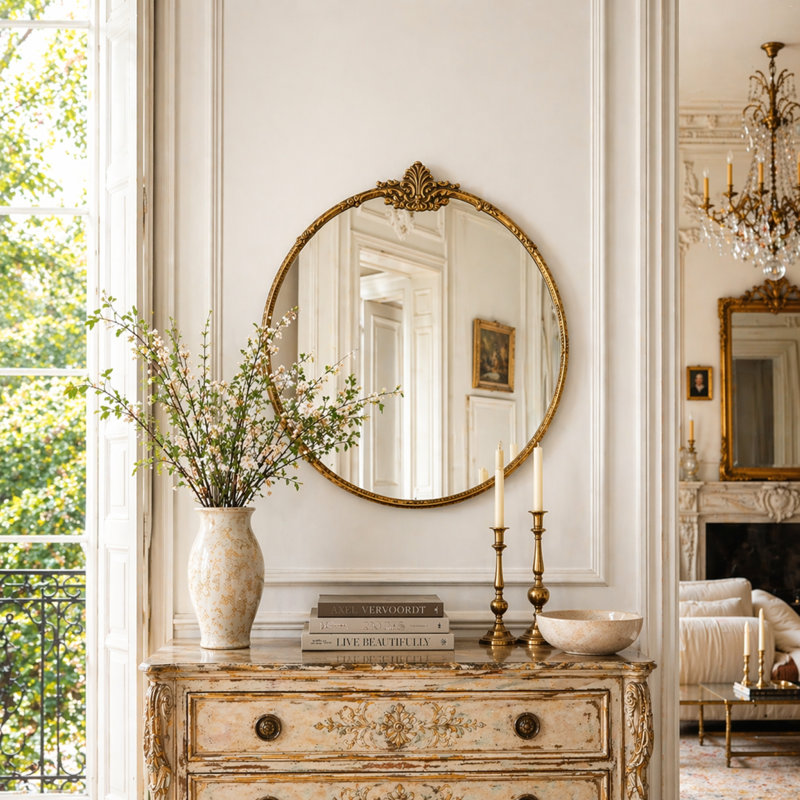 Aquira Round Metal Mirror